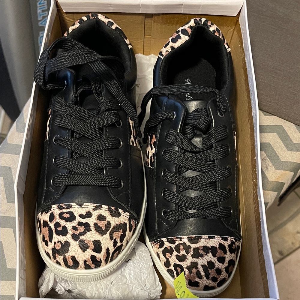 Leopard Print Black Sneakers